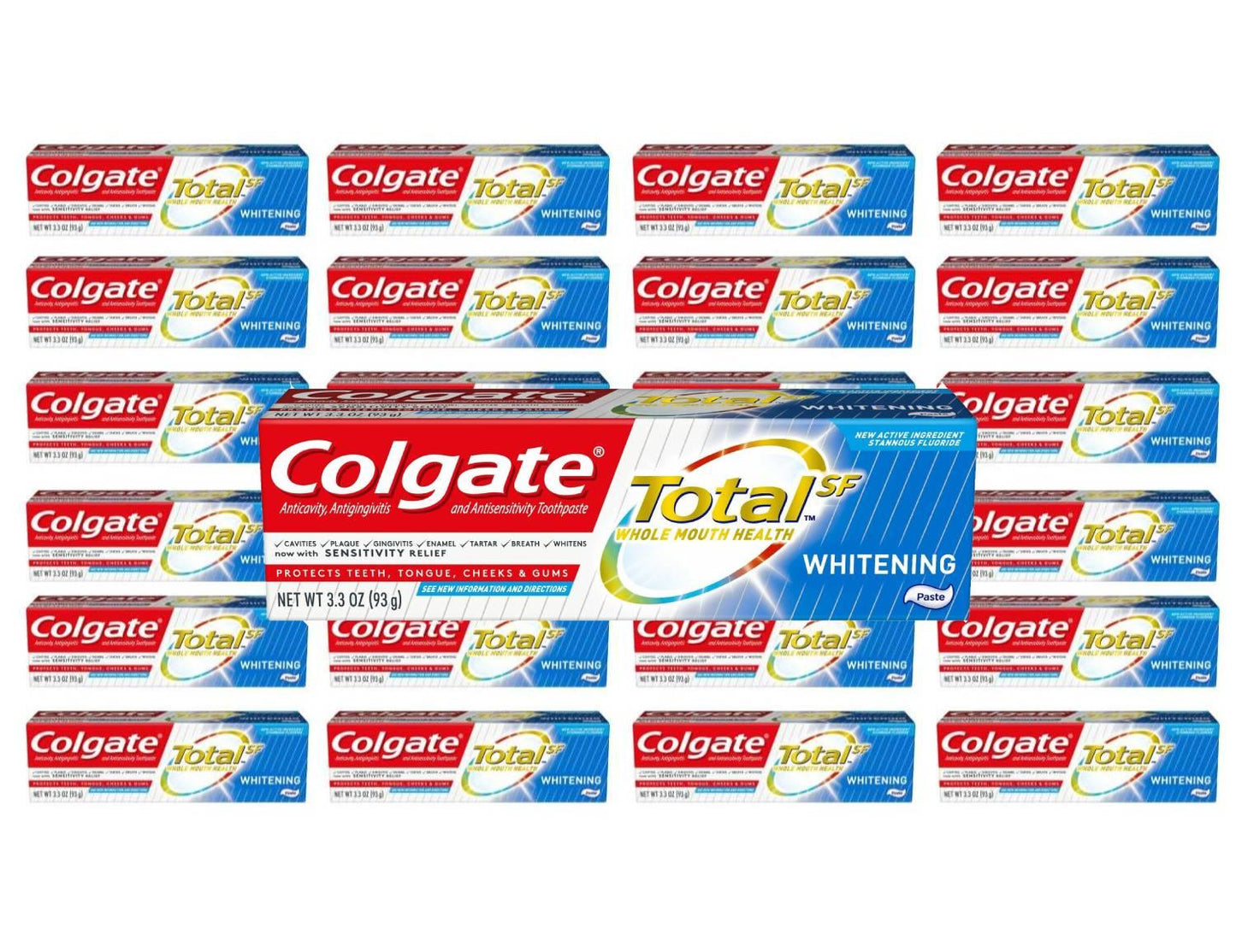 Colgate Total Whitening Toothpaste, Mint, 3.3 Oz - 24 Pack