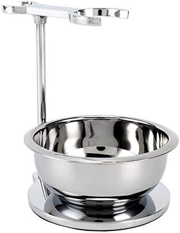 SANWA Deluxe Heavyweight Shaving Brush Razor Stand with Unbreakable Stainless Steel Shaving Bowl Set,Compatible with Gillette Fusion and Mach 3,Double Edge Safety Razor,Cartridge Razor