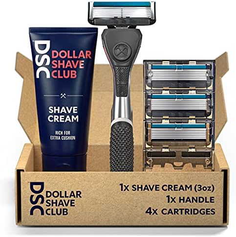 Dollar Shave Club | Diamond Grip Club Razor Handle, 6-Blade Club Razor Cartridges, Shave Cream with Aloe and Coconut Oil, Easy to Grip Handle, Shaving Kit, Value Bundle, 6 Piece Set