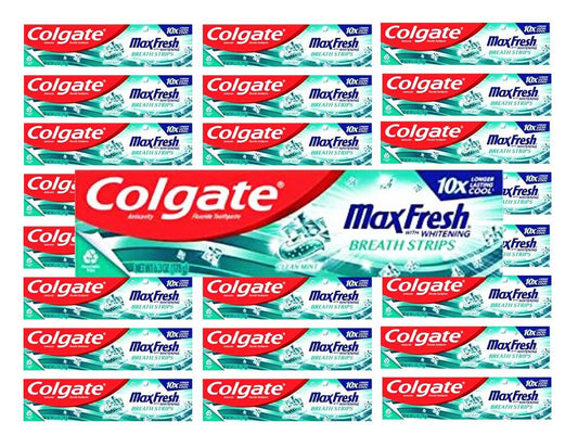Colgate Max Fresh with Whitening Toothpaste with Mini Breath Strips, 6.3 Oz Tube, 24 ct
