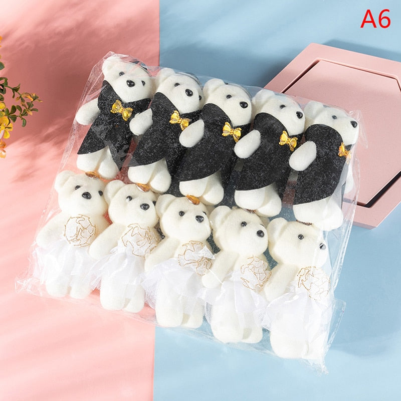 10PCS Cartoon Couple Models Bear Flower Dolls Wedding