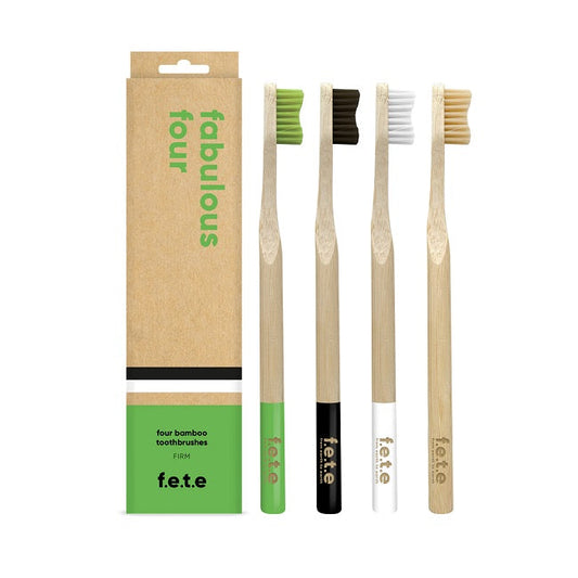 f.e.t.e Fabulous Four Bamboo Toothbrushes Firm 4pk